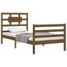 Honey Brown Solid Wood Bed Frame with Headboard - 90x200 cm