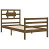 Honey Brown Solid Wood Bed Frame with Headboard - 90x200 cm