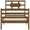 Honey Brown Solid Wood Bed Frame with Headboard - 90x200 cm