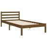 Honey Brown Solid Wood Bed Frame with Headboard - 90x200 cm