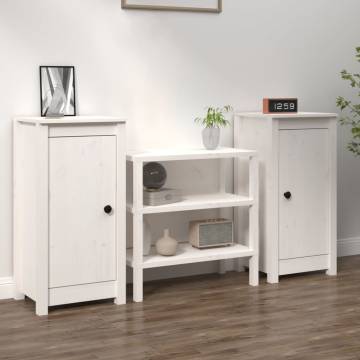 Stylish White Sideboards - 2 pcs Solid Pine 40x35x80 cm