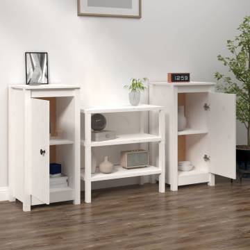 Stylish White Sideboards - 2 pcs Solid Pine 40x35x80 cm