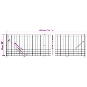 Wire Mesh Fence with Flange Green 0.8x10 m - Durable & Versatile