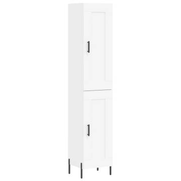 Elegant Highboard White - 34.5x34x180 cm Engineered Wood