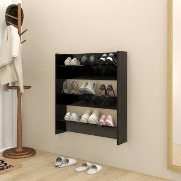 Modern Wall Shoe Cabinet - Black, 80x18x90 cm | HipoMarket