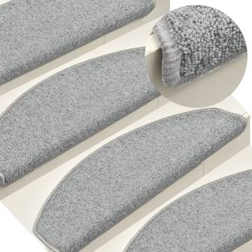 Carpet Stair Treads 15 pcs Light Grey - Non-Slip & Washable