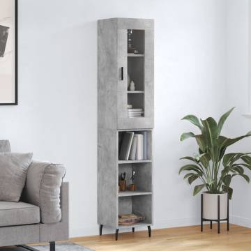 Stylish Highboard Concrete Grey - 34.5x34x180 cm | Hipo Market