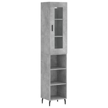 Stylish Highboard Concrete Grey - 34.5x34x180 cm | Hipo Market