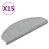 Carpet Stair Treads 15 pcs Light Grey - Non-Slip & Washable