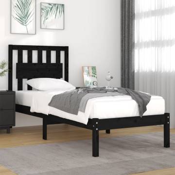 Black Solid Wood Pine Bed Frame 100x200 cm - HipoMarket