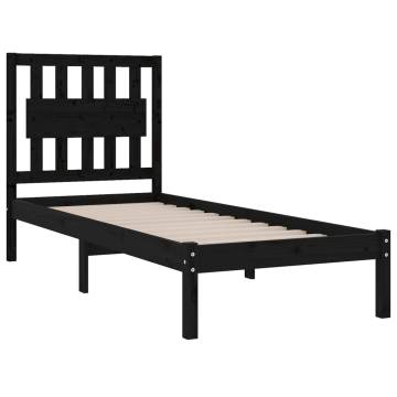 Black Solid Wood Pine Bed Frame 100x200 cm - HipoMarket