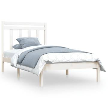 Elegant White Solid Pine Bed Frame - 90x190 cm Single