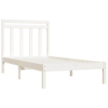 Elegant White Solid Pine Bed Frame - 90x190 cm Single