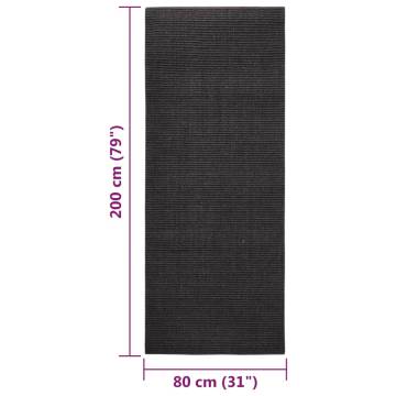 Sisal Rug for Scratching Post - Black 80x200 cm | HipoMarket