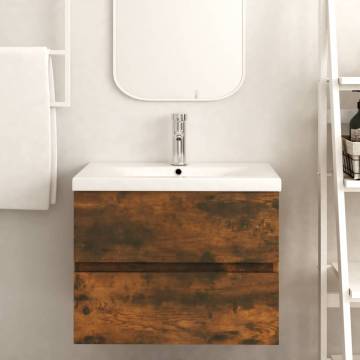 Sink Cabinet Smoked Oak 60x38.5 cm - Stylish Bathroom Storage