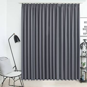 Elegant Grey Blackout Curtain with Hooks - 290x245 cm