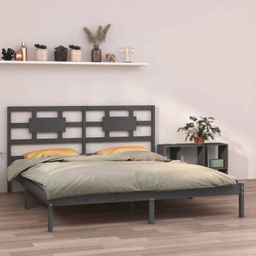 Grey Solid Wood Bed Frame 160x200 cm - Stylish & Sturdy