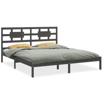 Grey Solid Wood Bed Frame 160x200 cm - Stylish & Sturdy