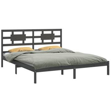 Grey Solid Wood Bed Frame 160x200 cm - Stylish & Sturdy