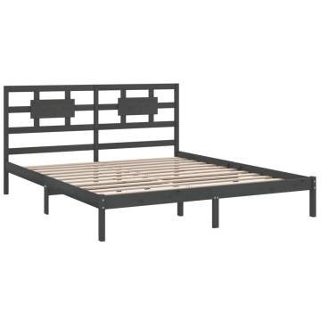 Grey Solid Wood Bed Frame 160x200 cm - Stylish & Sturdy