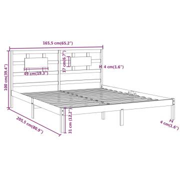 Grey Solid Wood Bed Frame 160x200 cm - Stylish & Sturdy