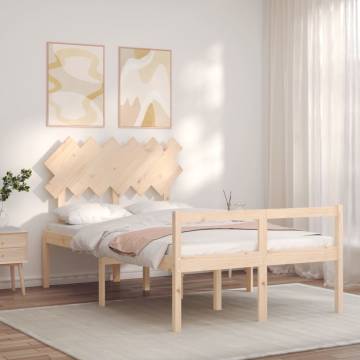 Double Solid Wood Bed Frame with Headboard | Hipo Market