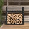 Black Firewood Rack - Solid Pine Wood Storage 110x35x108.5 cm