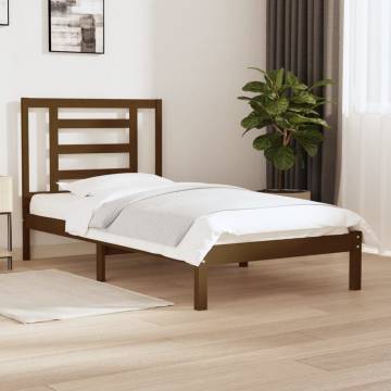 Honey Brown Solid Wood Pine Bed Frame 100x200 cm - Hipomarket