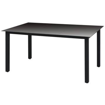 Garden Table Black 150x90x74 cm - Durable Aluminium & Glass