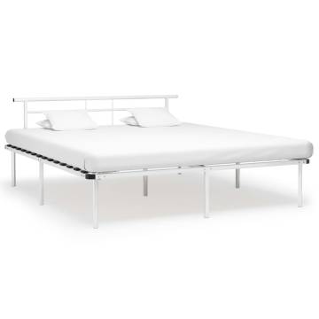 Elegant White Metal Bed Frame 180x200 cm Super King