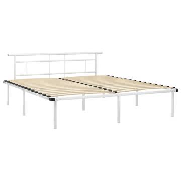 Elegant White Metal Bed Frame 180x200 cm Super King