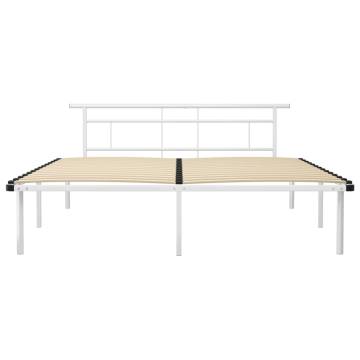 Elegant White Metal Bed Frame 180x200 cm Super King