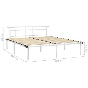 Elegant White Metal Bed Frame 180x200 cm Super King