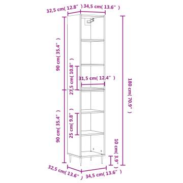 Elegant Highboard White | 34.5x32.5x180 cm Engineered Wood