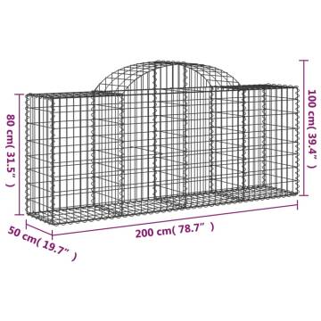 Arched Gabion Basket 200x50x80/100 cm - Durable Garden Barrier