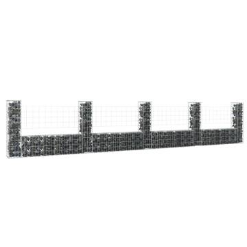 U-Shape Gabion Basket with 5 Posts - Durable Iron Design