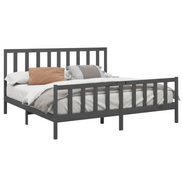 Stylish Grey Solid Wood Pine Bed Frame 200x200 cm | HipoMarket