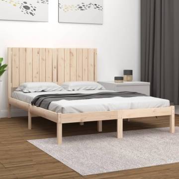 Solid Wood Pine Bed Frame 140x200 cm - Modern Design