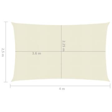 Sunshade Sail 160 g/m² Cream 2.5x4 m | HDPE Outdoor Shade