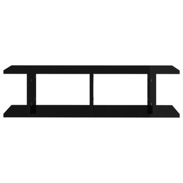 High Gloss Black Wall Shelves - 2 pcs 75x18x20 cm