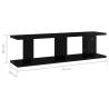 High Gloss Black Wall Shelves - 2 pcs 75x18x20 cm