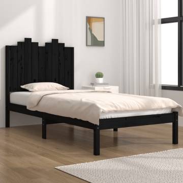 Black Solid Wood Pine Bed Frame 100x200 cm | HipoMarket