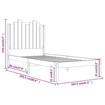 Black Solid Wood Pine Bed Frame 100x200 cm | HipoMarket