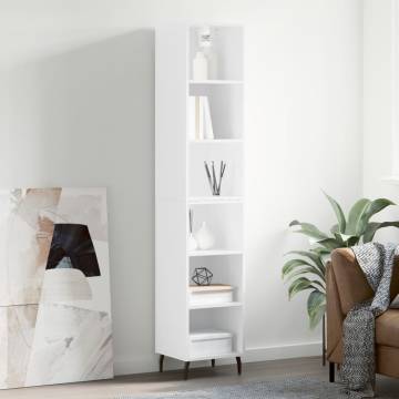 Stylish Highboard High Gloss White | 34.5x32.5x180 cm