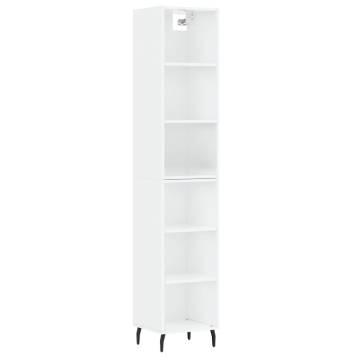 Stylish Highboard High Gloss White | 34.5x32.5x180 cm