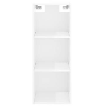 Stylish Highboard High Gloss White | 34.5x32.5x180 cm