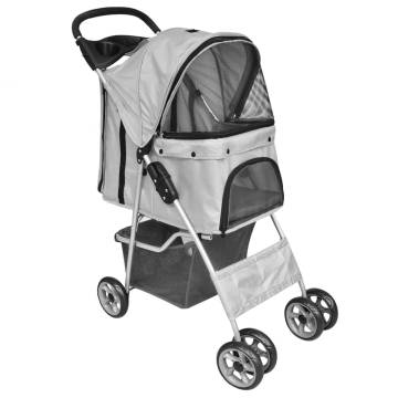 Folding Pet Stroller for Dogs and Cats in Grey - HipoMarket