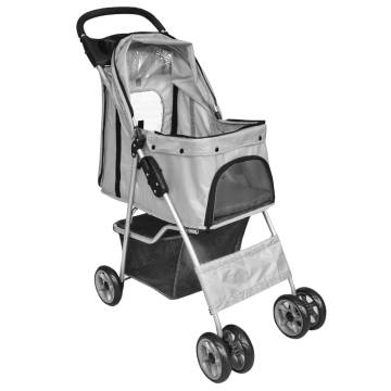 Folding Pet Stroller for Dogs and Cats in Grey - HipoMarket