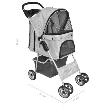 Folding Pet Stroller for Dogs and Cats in Grey - HipoMarket