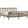 Honey Brown Wooden Bed Frame with Headboard - 200x200 cm